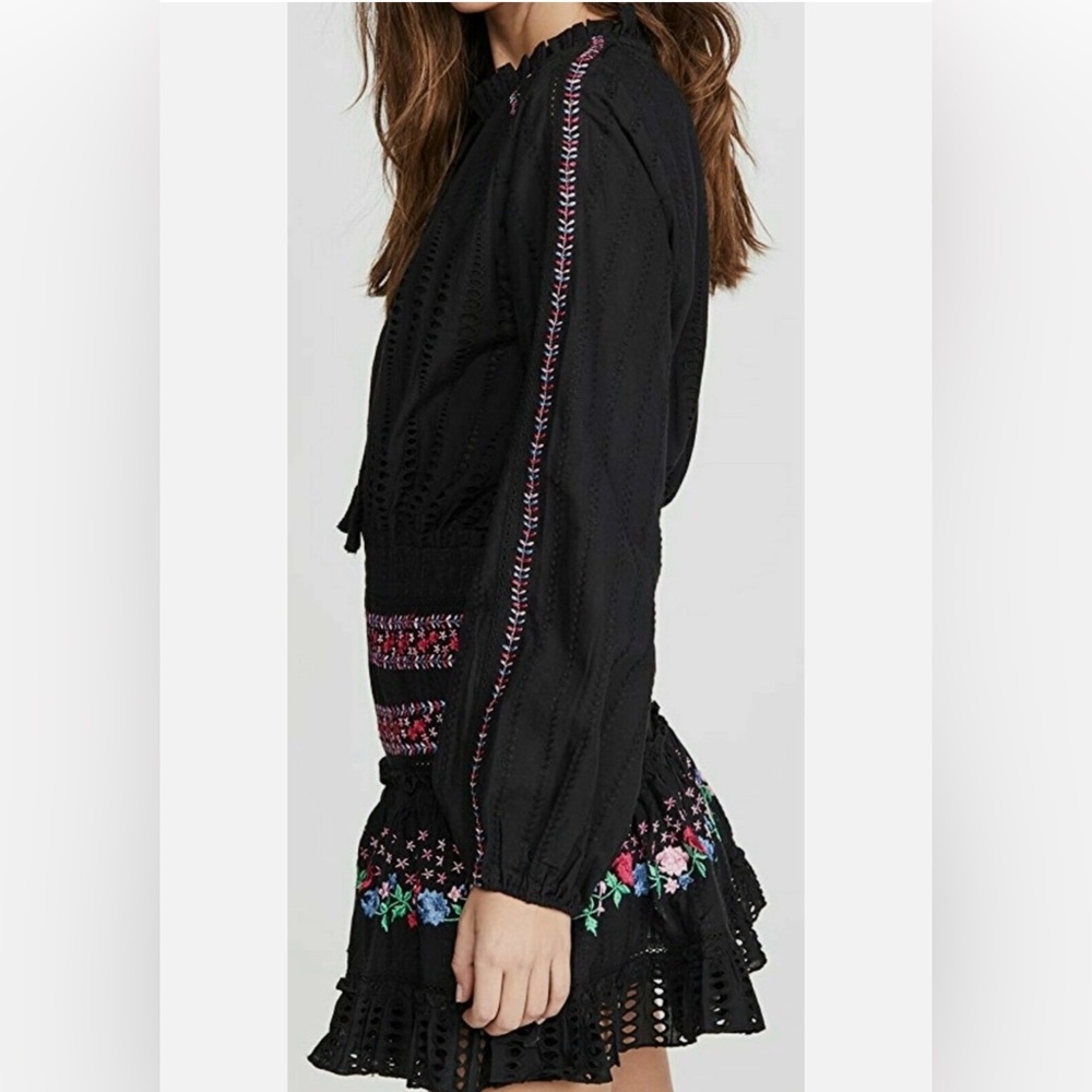 MISA Los Angeles Manuela Embroidered Mini Dress - size small - black/pink/blue - Picture 11 of 13